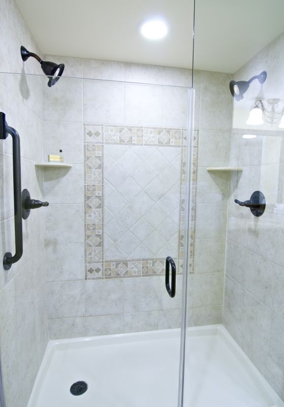 Modern Shower with Built-in Shelves